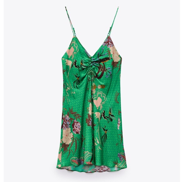 Zara Dresses Zara Floral Printed Satin Effect Dress Poshmark